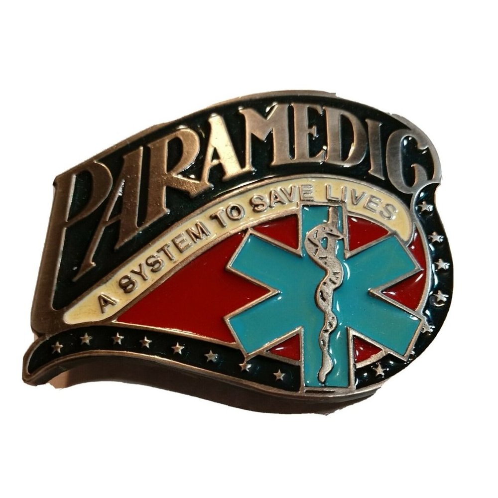 LAST ONE EMT Emergency Medical Technician Vintage 1990’s Blue Tone Belt Buckle
